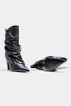 Oroh_Black Adriana Ruched Pointed Toe Ankle Boots _Online_at_Aza_Fashions