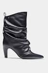 Shop_Oroh_Black Adriana Ruched Pointed Toe Ankle Boots _Online_at_Aza_Fashions