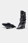 Oroh_Black Adriana Ruched Pointed Toe Ankle Boots _at_Aza_Fashions