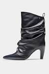 Buy_Oroh_Black Adriana Ruched Pointed Toe Ankle Boots 