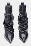 Oroh_Black Adriana Ruched Pointed Toe Ankle Boots 