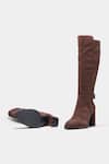 Shop_Oroh_Brown Buckles Narcisa Long Boots With Block Heel And _Online_at_Aza_Fashions