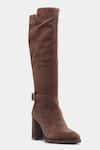 Buy_Oroh_Brown Buckles Narcisa Long Boots With Block Heel And 