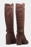 Shop_Oroh_Brown Buckles Narcisa Long Boots With Block Heel And _at_Aza_Fashions
