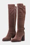 Oroh_Brown Buckles Narcisa Long Boots With Block Heel And 