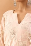 Shop_Neha Mehta Couture_Blush Cotton, Silk Cut Work, Embroidery, Sequins, Geometric Cutwork Kurta Set _Online_at_Aza_Fashions