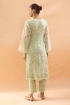 Shop_Neha Mehta Couture_Green Organza Embroidery, Lace V-neck Straight Kurta Set _at_Aza_Fashions