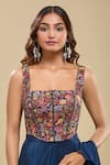 Shop_Mishru_Blue Embroidery Square Neck Corset And Ruffled Pre-draped Saree _Online_at_Aza_Fashions