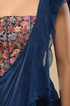 Mishru_Blue Embroidery Square Neck Corset And Ruffled Pre-draped Saree _at_Aza_Fashions