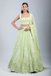 Buy_Mishru_Green Embroidery Square Neck Sea Lehenga Set _at_Aza_Fashions