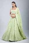 Shop_Mishru_Green Embroidery Square Neck Sea Lehenga Set _Online_at_Aza_Fashions