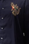 Buy_Rohit Bal_Blue Poplin Embroidery Bird Placement Shirt _Online_at_Aza_Fashions