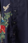 Rohit Bal_Blue Poplin Embroidery Botanical Shirt _Online_at_Aza_Fashions