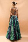 Shop_Gopi Vaid_Navy Tussar, Organza Embroidery, Tassels, Zari Striped Lehenga Set With Dupatta _at_Aza_Fashions