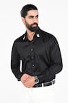 Buy_Kalpana Naik_Black Cotton Embroidery Collar Shirt _at_Aza_Fashions