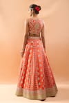 Shop_Gopi Vaid_Orange Tussar, Organza Embroidery, Sequins, Zari, Tassels V-neck Lehenga Set _at_Aza_Fashions