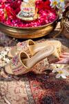 Buy_House Of Vitti India_Gold Embroidery, Sequins, Beads, Pearls Padmini Block Heels _at_Aza_Fashions
