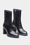 Buy_Oroh_Black Studs Samantha Studded Genuine Leather Ankle Boots _at_Aza_Fashions