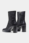 Shop_Oroh_Black Studs Samantha Studded Genuine Leather Ankle Boots _at_Aza_Fashions