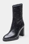 Oroh_Black Studs Samantha Studded Genuine Leather Ankle Boots _Online_at_Aza_Fashions