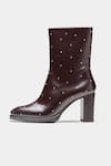 Buy_Oroh_Brown Studs Samantha Studded Genuine Leather Ankle Boots _Online_at_Aza_Fashions