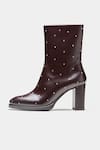 Shop_Oroh_Brown Studs Samantha Studded Genuine Leather Ankle Boots 