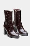 Shop_Oroh_Brown Studs Samantha Studded Genuine Leather Ankle Boots _Online