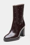 Oroh_Brown Studs Samantha Studded Genuine Leather Ankle Boots 