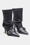 Buy_Oroh_Black Buckles Genuine Leather Detail Ankle Boots _at_Aza_Fashions