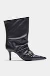 Buy_Oroh_Black Buckles Genuine Leather Detail Ankle Boots _Online_at_Aza_Fashions