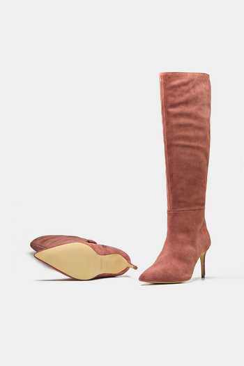 Oroh_Pink Blanca Genuine Leather Long Boots _Online_at_Aza_Fashions