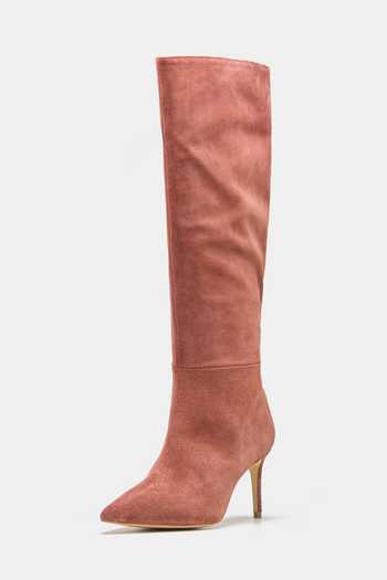 Buy_Oroh_Pink Blanca Genuine Leather Long Boots _Online_at_Aza_Fashions
