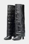 Buy Oroh Black Katherine Crocodile Textured Genuine Leather Long Boots Buy_Oroh_Black Katherine Crocodile Textured Genuine Leather Long Boots