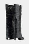 Shop Oroh Black Katherine Crocodile Textured Genuine Leather Long Boots at Aza Fashions Shop_Oroh_Black Katherine Crocodile Textured Genuine Leather Long Boots _at_Aza_Fashions