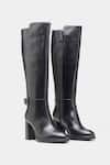 Buy_Oroh_Black Buckles Narcisa Genuine Leather Long Boots _at_Aza_Fashions