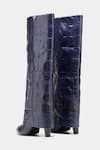 Shop Oroh Blue Katherine Crocodile Textured Genuine Leather Long Boots at Aza Fashions Shop_Oroh_Blue Katherine Crocodile Textured Genuine Leather Long Boots _at_Aza_Fashions