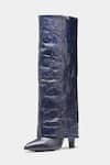 Oroh Blue Katherine Crocodile Textured Genuine Leather Long Boots Online at Aza Fashions Oroh_Blue Katherine Crocodile Textured Genuine Leather Long Boots _Online_at_Aza_Fashions