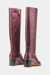 Shop_Oroh_Maroon Manuela Genuine Leather Block Heel Long Boots _at_Aza_Fashions