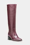 Oroh_Maroon Manuela Genuine Leather Block Heel Long Boots _Online_at_Aza_Fashions