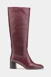 Buy_Oroh_Maroon Manuela Genuine Leather Block Heel Long Boots _Online_at_Aza_Fashions