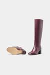 Oroh_Maroon Manuela Genuine Leather Block Heel Long Boots _at_Aza_Fashions