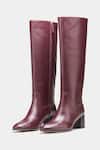 Shop_Oroh_Maroon Manuela Genuine Leather Block Heel Long Boots 