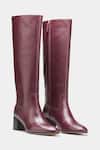 Buy_Oroh_Maroon Manuela Genuine Leather Block Heel Long Boots _at_Aza_Fashions