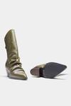 Oroh_Olive Green Ligia Ruched Front Block Heel Ankle Boots 