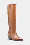 Oroh_Tan Palmira Genuine Leather Long Boots _Online_at_Aza_Fashions