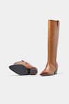 Oroh_Tan Palmira Genuine Leather Long Boots _at_Aza_Fashions