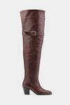 Buy_Oroh_Brown Buckles Paloma Genuine Leather Knee High Boots _Online_at_Aza_Fashions