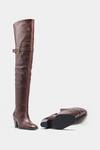 Oroh_Brown Buckles Paloma Genuine Leather Knee High Boots 