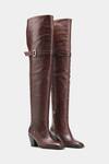 Buy_Oroh_Brown Buckles Paloma Genuine Leather Knee High Boots _at_Aza_Fashions