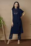 Buy_Aariyana Couture_Blue Sequins Embroidered Kurta With Pants_at_Aza_Fashions